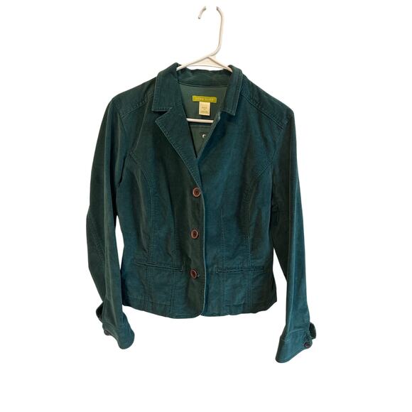 Sigrid Olsen Green Button Blazer Petite 12 - Picture 1 of 3